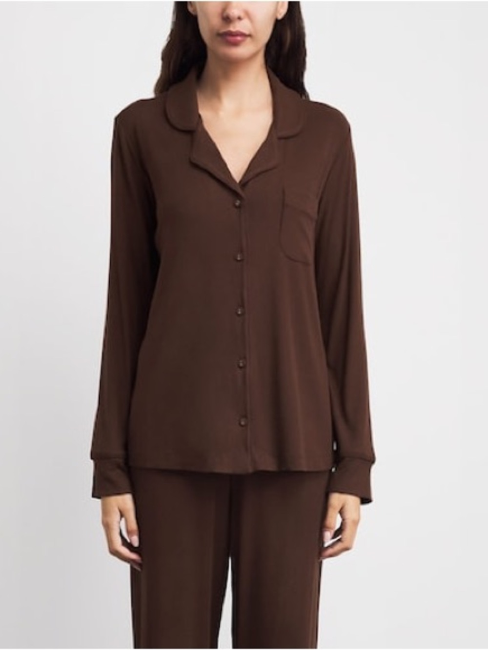 SKIMS Soft Lounge Ribbed Button Down Sleep Shirt Cocoa Brown 2X NWOT